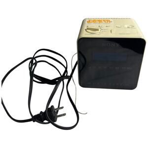 Vintage Sony ICF C10W Cube Alarm Clock Radio AM FM Digital Display